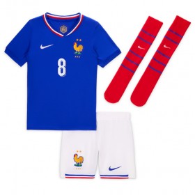 Fotbalové Dres Francie Aurelien Tchouameni #8 Dětské Domácí ME 2024 Krátký Rukáv (+ trenýrky)